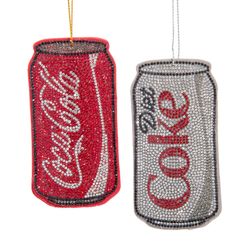 Glass Coca-Cola® Bedazzled™ Coke & Diet Coke Ornaments, 2 Assorted