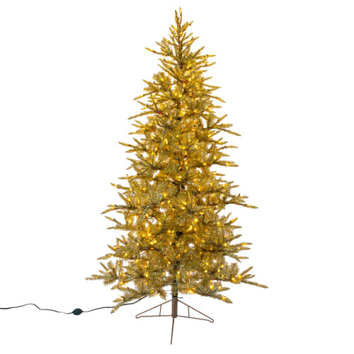7' Pre-Lit Instant Connect Dual-Color LED Iridescent Gold Tree