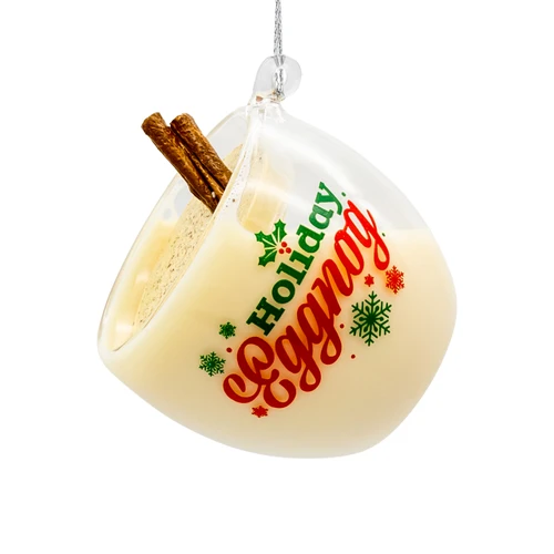 Glass Holiday Eggnog Ornament