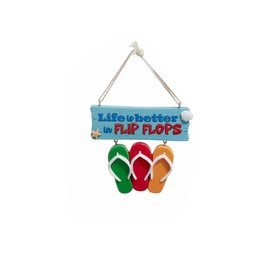 Beach Flip Flop Family Of 3 With Saying Ornament For Personalization
