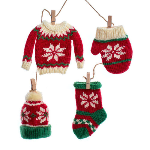 Christmas Knit Ornaments On A String