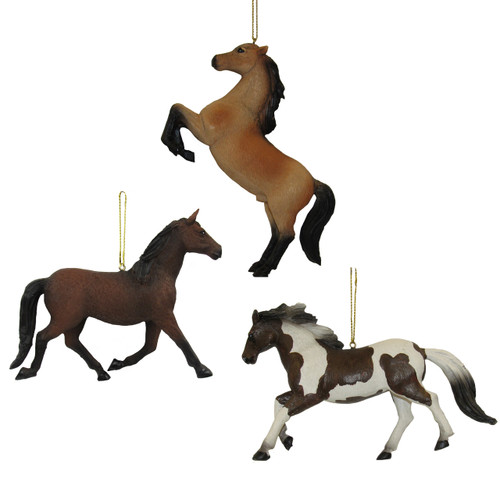 Horse Ornaments, 3 Assorted