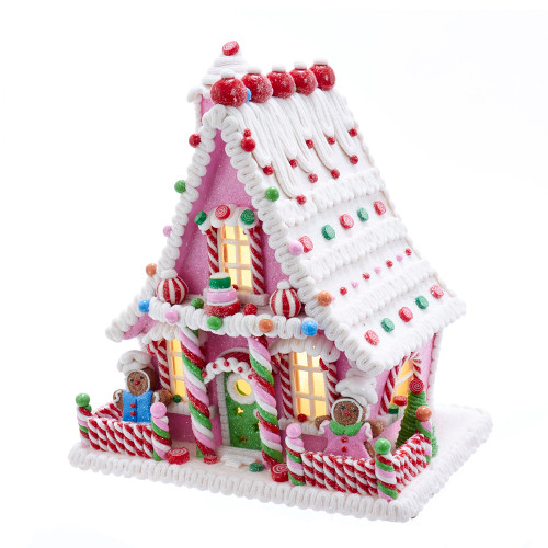 10“ Battery Operated LED Gingerbread Candy House