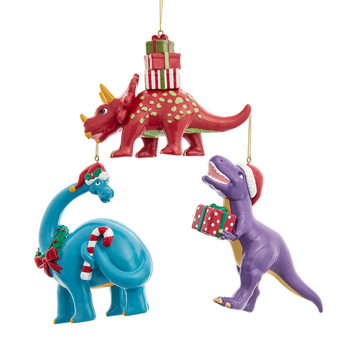 Dinosaur Ornaments, 3 Assorted