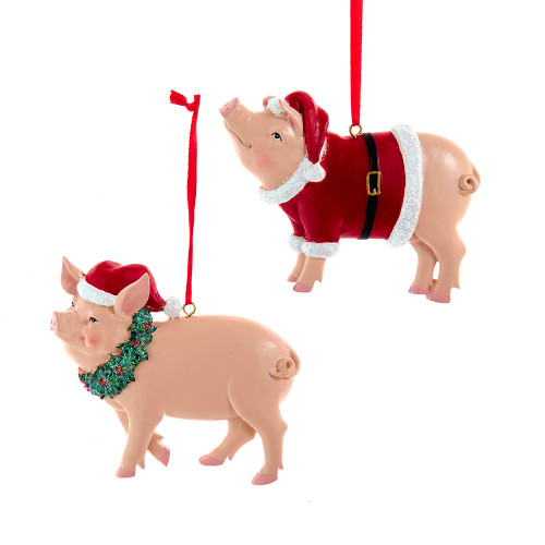 Christmas Pig Ornament, 2 Assorted