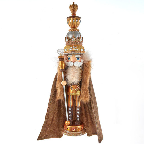 17" Hollywood Nutcrackers™ Gold King With Fuzzy Cape Nutcracker