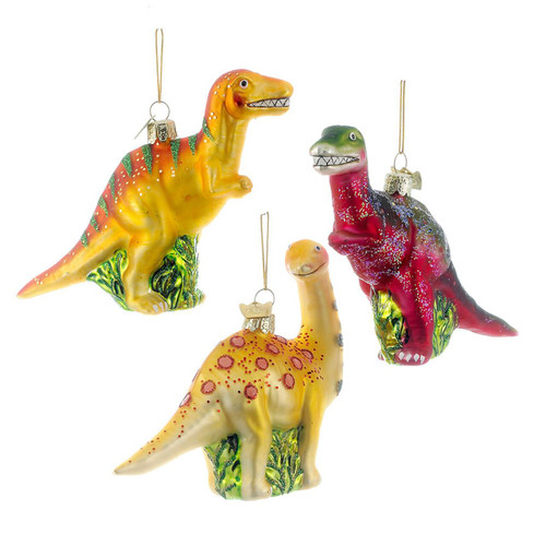 Noble Gems™ Glass Multicolor Dinosaur Ornaments, 3-Piece Set