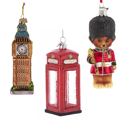 Noble Gems™ Glass England Ornaments, 3-Piece Set