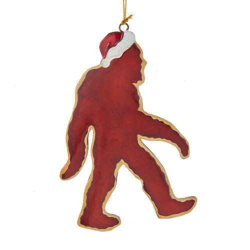 Bigfoot With Santa Hat Silhouette Ornament