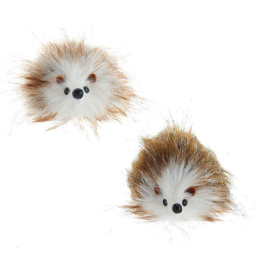 Brown and White Hedgehog Ornaments, 2 Assorted