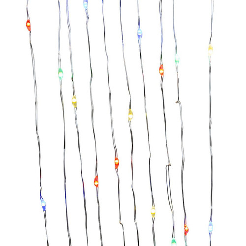16' Battery Operated 50L Multifunction Dual Color (Multi & Warm White) Fairy LED Silver Wire Light Set + Remote In PDQ