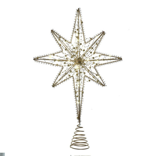 19.7“ Battery Operated Warm White LED Gold Metal Star Treetop