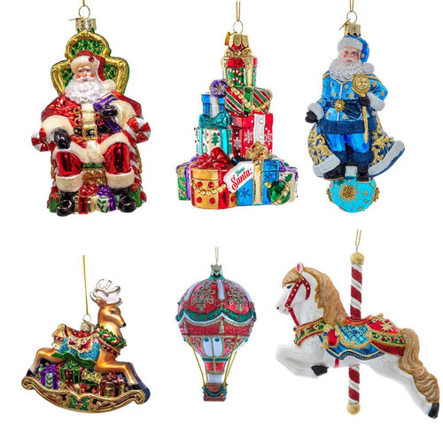 Bellissimo Glass Ornaments, 6 Assorted