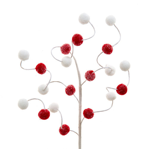 Red & White Pom Pom Ball Spray