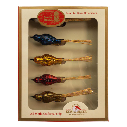 Glass Early Years Clip-On Bir Ornaments, 5-Piece Set