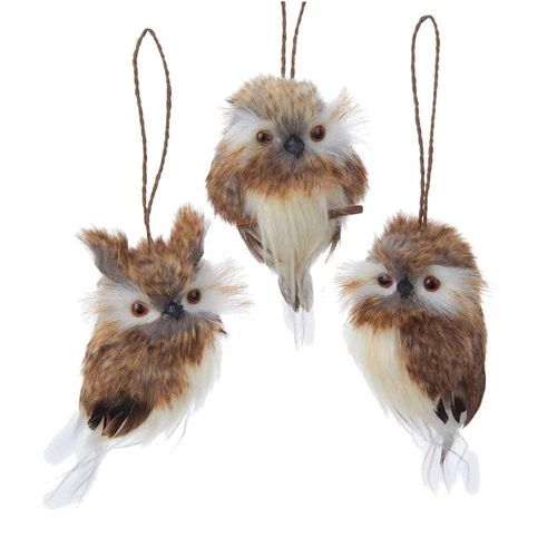 Brown Hanging Owl Ornaments, 3 Assorted