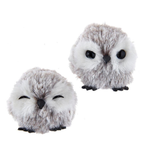 Brown and White Owl Ornaments, 2 Assorted