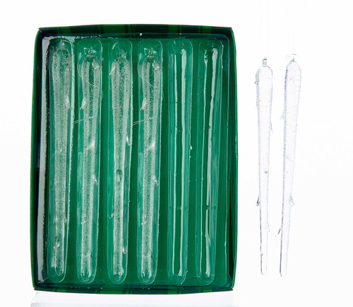 Glass Icicle Ornaments, 6-Piece Box