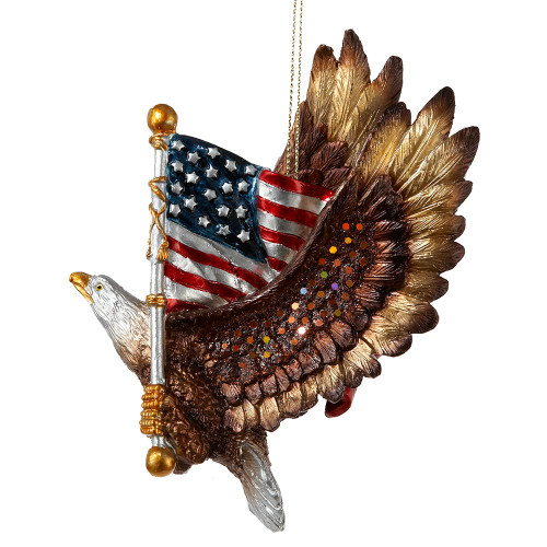 Patriotic Eagle With American Flag Ornament