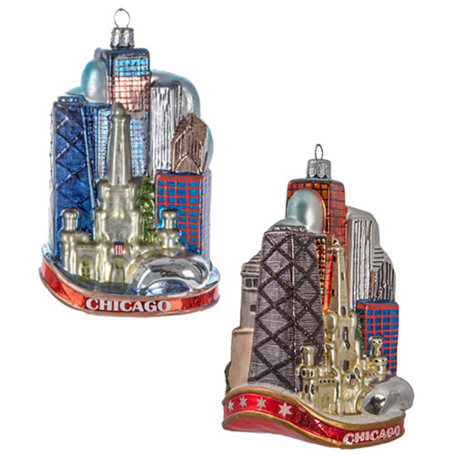 Chicago Cityscape Glass Ornament