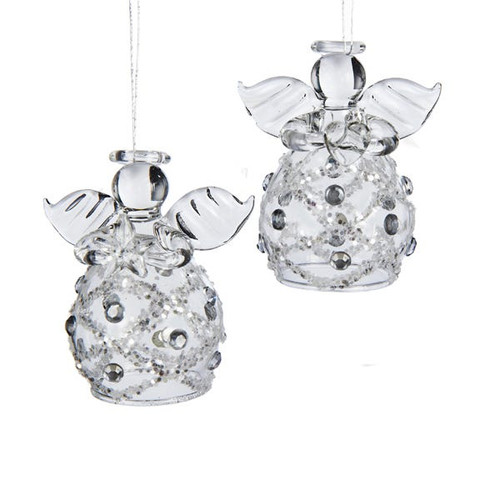 Clear Glass Angel Ornaments, 4-Piece Box