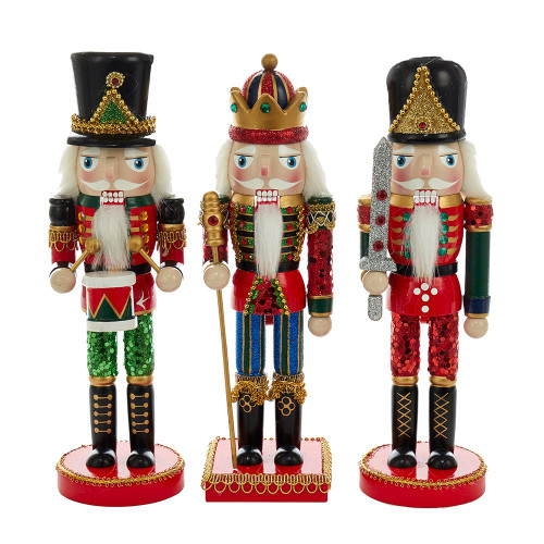 10“ King and Soldier Nutcrackers, 3 Assorted