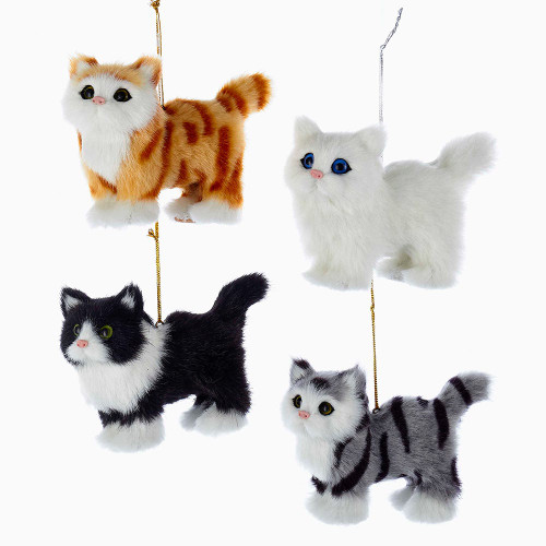 Plush Cat Ornaments, 4 Assorted