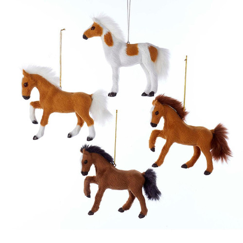 Plush Horse Ornaments, 4 Assorted