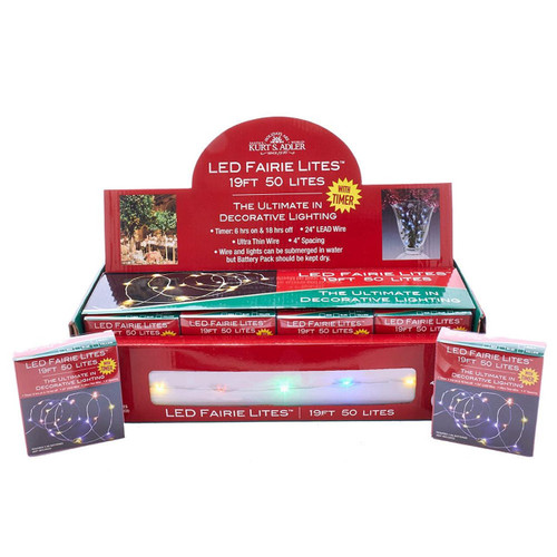 16.3' Battery Operated 50L Multicolor Fairy LED Silver Wire Light Set In PDQ