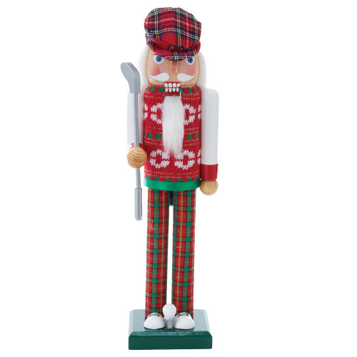 15“ Red and Green Golfer Nutcracker