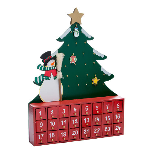 Wooden Snowman With Christmas Tree Advent Calendar