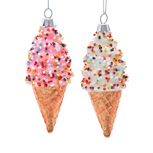 Glass Ice Cream Ornaments, 2 Assorted