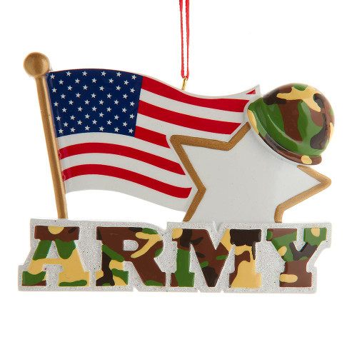 American Flag With Star Army Ornament For Personalization