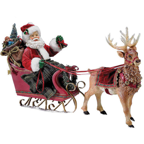 10“ Fabriché™ Santa In Sleigh With Deer