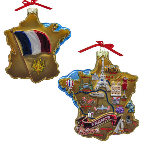 France Map Glass Ornament