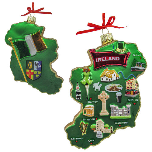 Ireland Map Glass Ornament