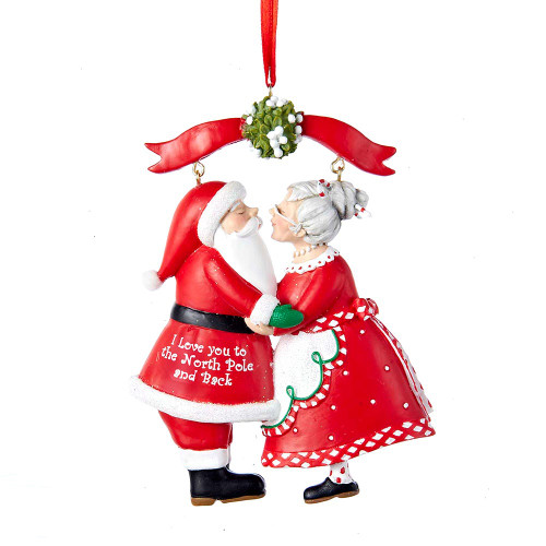 Mr. and Mrs. Claus Under Mistletoe Ornament