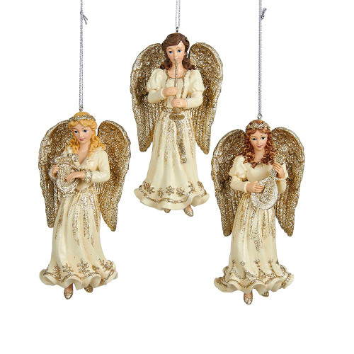 Platinum Angel Ornaments, 3 Assorted