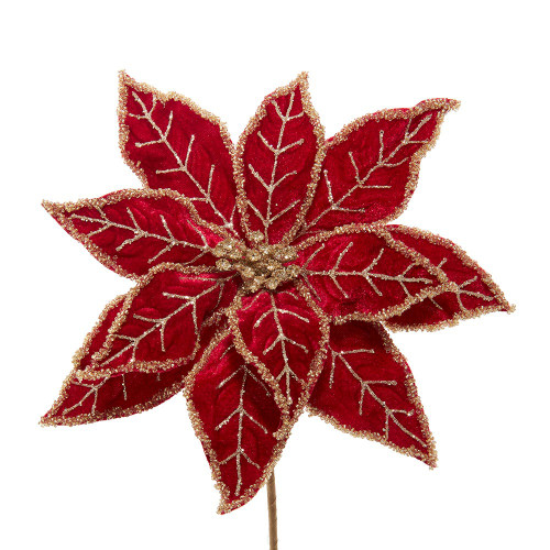 Dark Red Poinsettia Pick