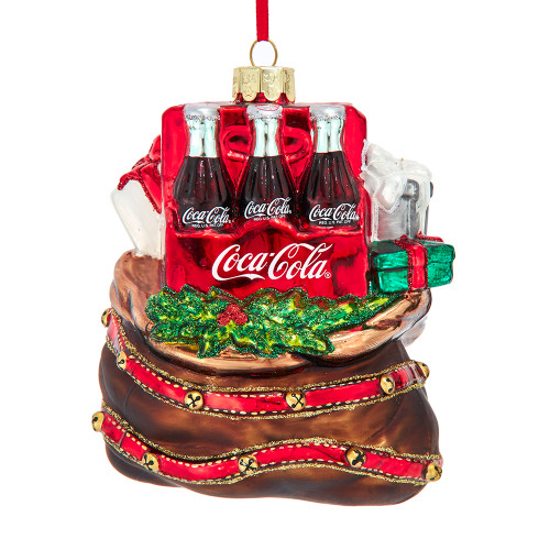 Coca-Cola® Glass Santa Bag Ornament