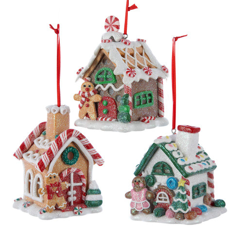 Claydough Gingerbread House Ornaments, 3 Assorted