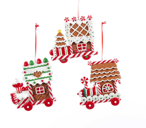 Gingerbread Train Ornaments, 3 Assorted
