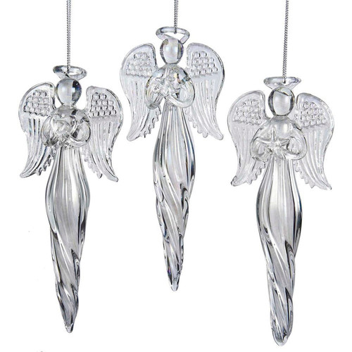 Angel Finial Glass Ornaments, 3 Assorted
