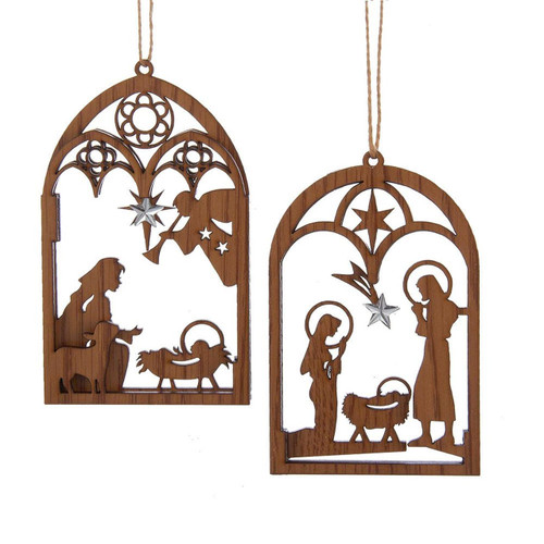 Wooden Nativity Ornaments, 2 Assorted