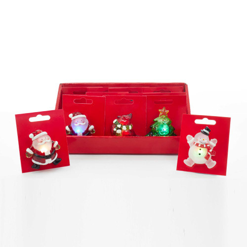 Acrylic LED Christmas Pins, 4 Assorted