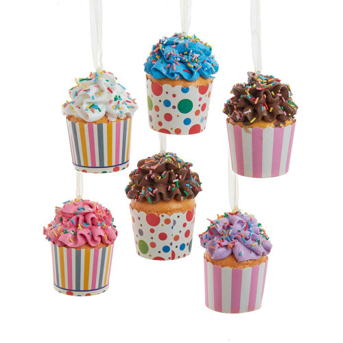 Cupcake In Paper Cup Ornaments, 6 Assorted