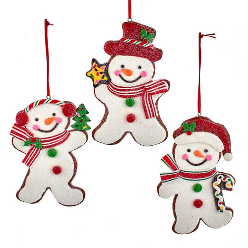 Gingerbread Snowman Ornaments, 3 Assorted