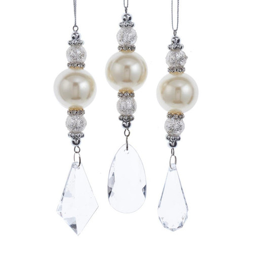 Pearl Pendant With Clear Acrylic Drop Ornaments, 3 Assorted