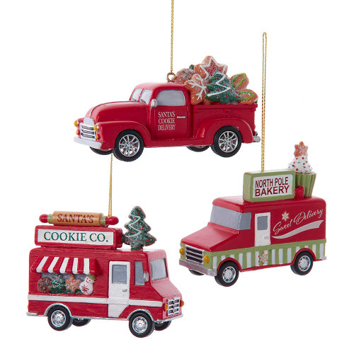 Cookie Truck Ornaments, 3 Assorted