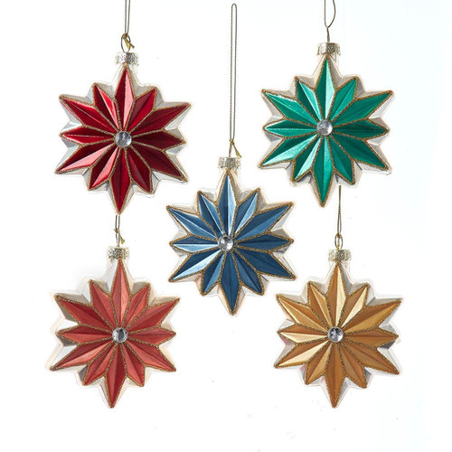 Glass Comfort & Joy Star Ornaments, 5 Assorted